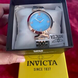 Invicta Silver Watch with Blue Dial